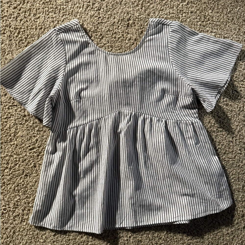Striped Short Sleeve Blouse